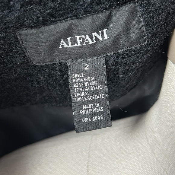 Alfani Women’s Boucle Wool Black Mid length Oversized Collar Coat size 2 - Picture 13 of 14